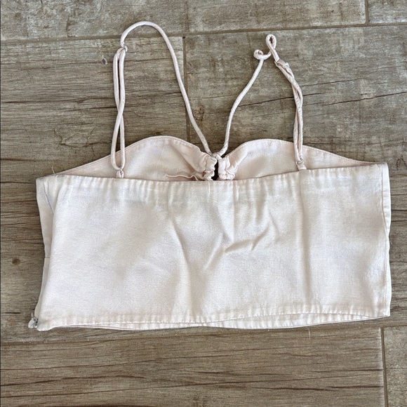 Zara Champagne Pink Satin Crop Top - Picture 3 of 3